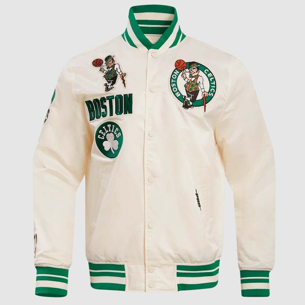PRO STANDARD NBA Boston Celtics Retro Classic Rib Satin Jacket Eggshell Sz L NWT
